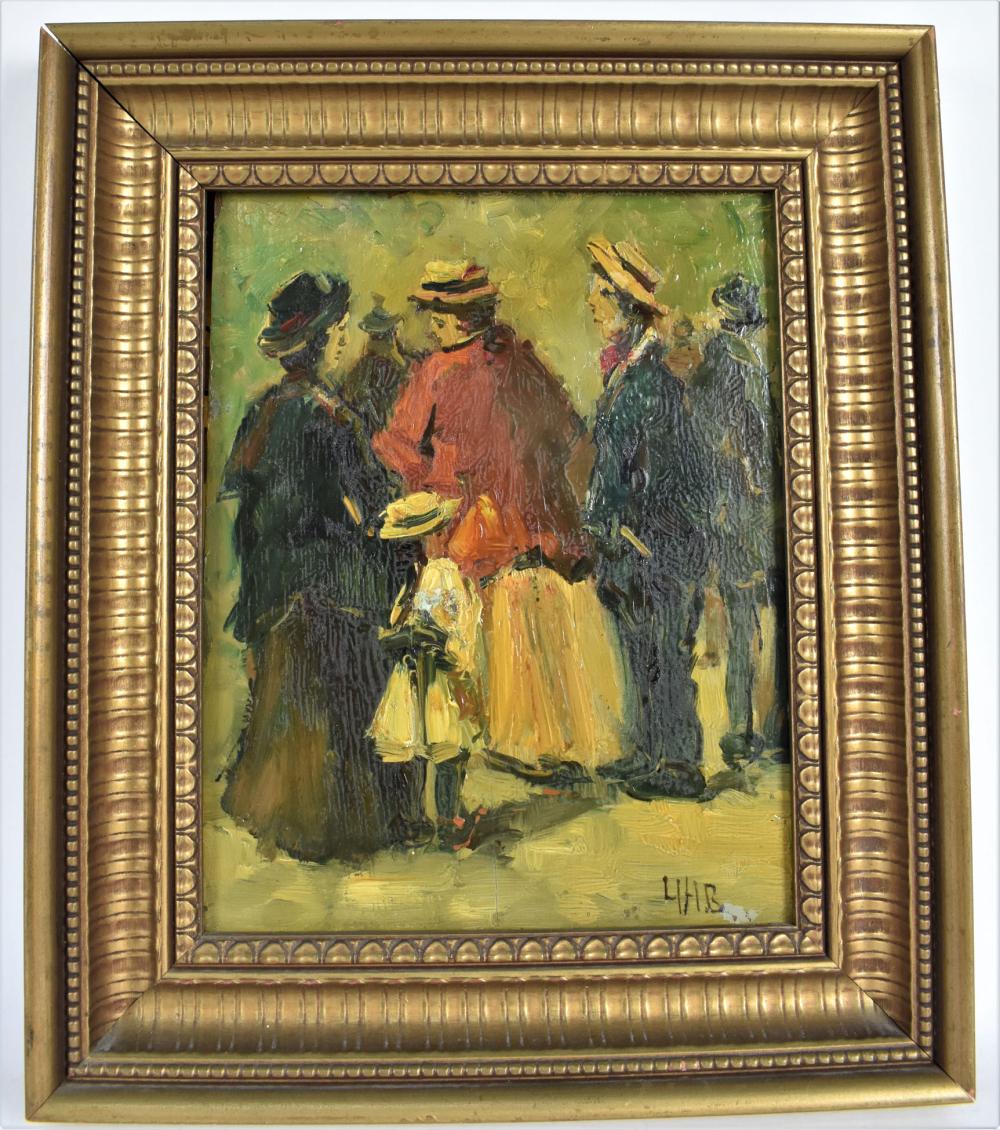 Appraisal: Well Dressed Family Outing Initialed monogrammed lower right Oil on