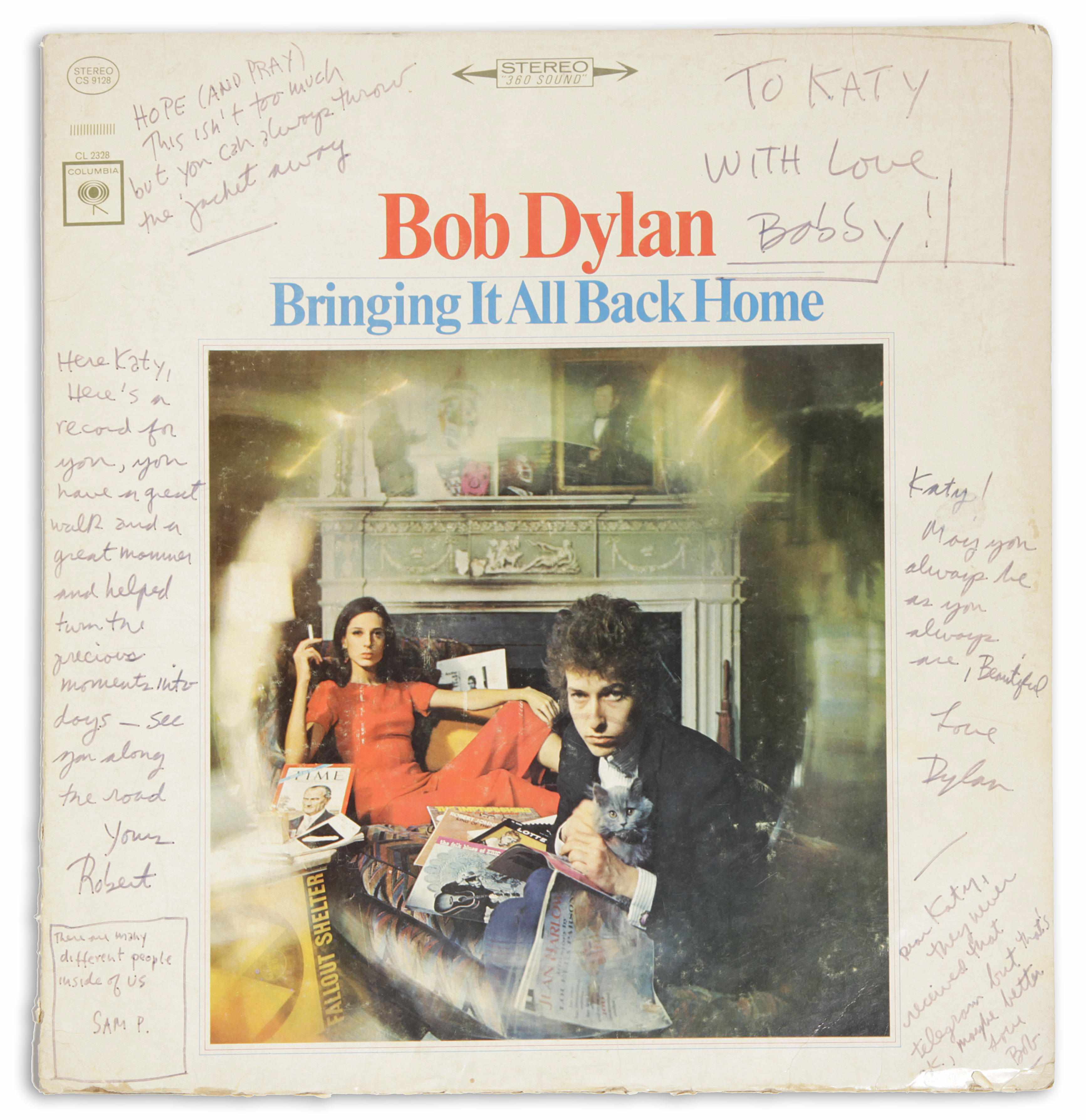 Appraisal: Rock Roll Memorabilia A multiple signed Bob Dylan album cover