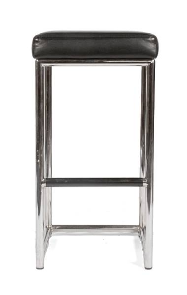 Appraisal: A pair of modern chrome and leather bar stools height