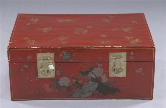 Appraisal: CHINESE RED LACQUER TRUNK