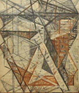 Appraisal: James Irwin Billmyer American Geometric abstract composition oil on canvas