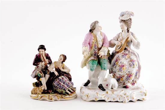 Appraisal: German porcelain figural groupings late th century one with young