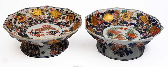 Appraisal: A pair of Japanese Imari stands th Centuryof ten sided