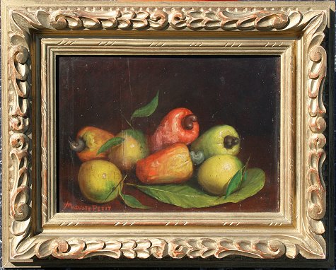 Appraisal: STILL LIFE PAINTING OF FRUIT SIGNED AUGUSTE PETIT Oil Cradled