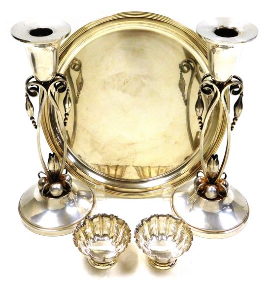 Appraisal: SILVER Sterling silver serving pieces featuring Tiffany Co and Mid-Century