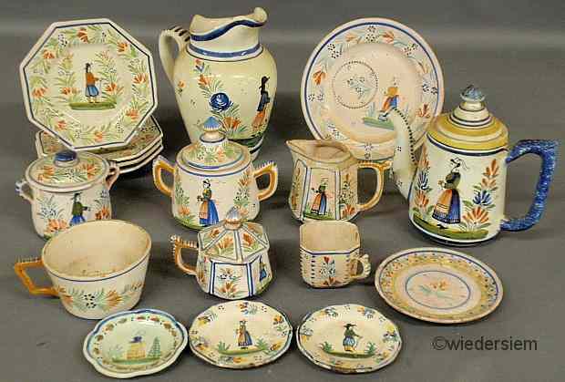 Appraisal: Seventeen pieces of Quimper tableware all as found pitcher ''h