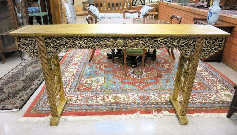 Appraisal: MING STYLE CARVED GILTWOOD ALTAR TABLE Chinese export th century