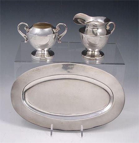 Appraisal: JUVENTO LOPEZ REYES MEXICAN STERLING CREAMER SUGAR AND TRAY Hallmarked