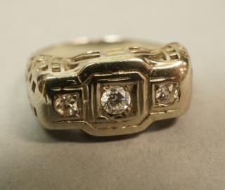 Appraisal: K Gold Diamond Filigree Ring White gold sma K Gold