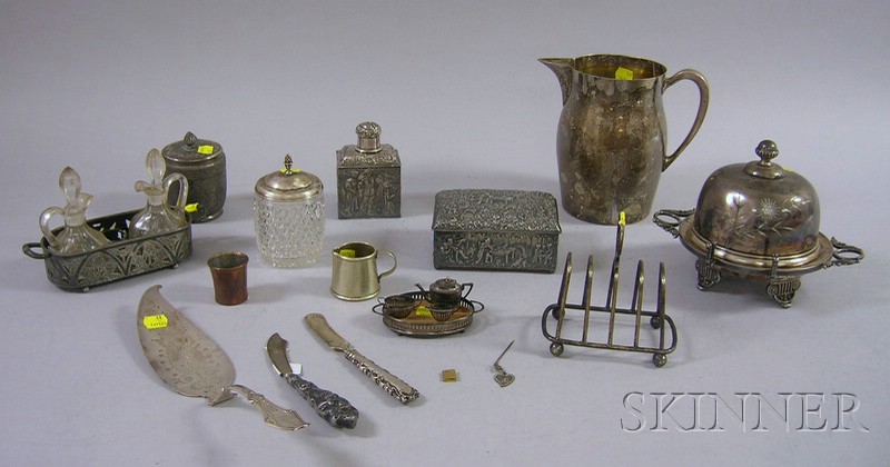 Appraisal: Eight Sterling and Silver Plated Serving Items a Poole sterling