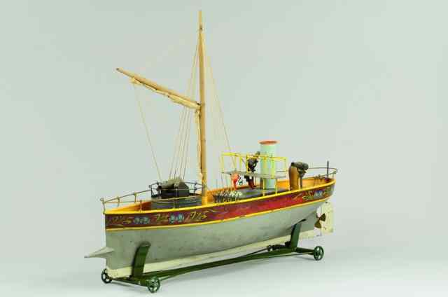 Appraisal: GUNBOAT Maltete et Parent France c - painted tin boat