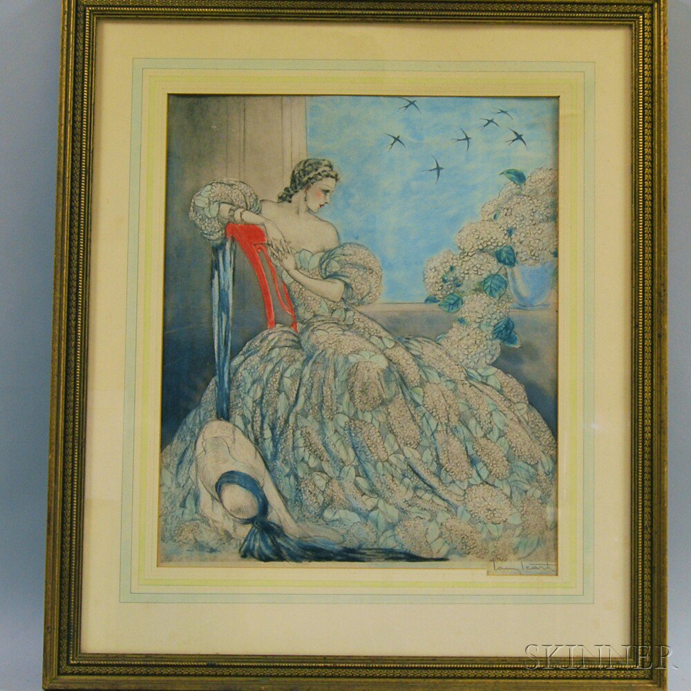 Appraisal: Louis Icart French - Symphony in Blue c Signed Louis