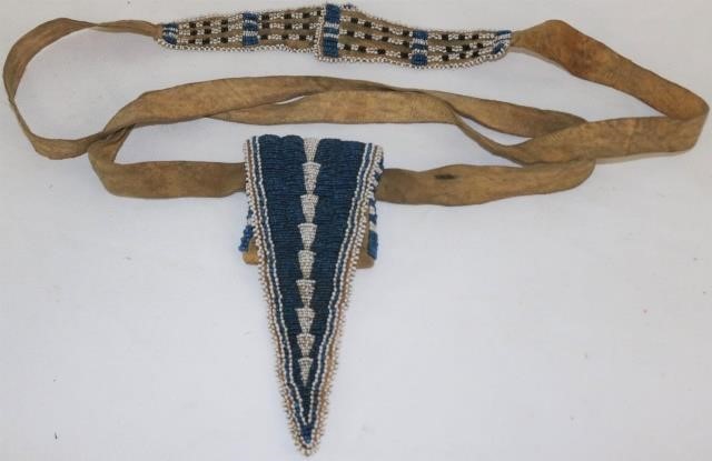 Appraisal: MID- TH CENTURY BEADED NATIVE AMERICAN BELTPOUCH WITH DIAMOND DESIGN