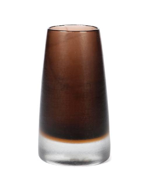 Appraisal: A Venini ribbed amber and clear glass cylindrical vase acid