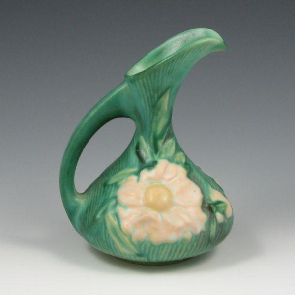 Appraisal: Roseville Peony ewer in green Marked Roseville USA - A