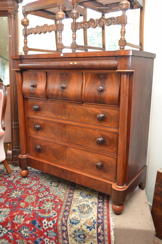 Appraisal: A FINE VICTORIAN FLAME MAHOGANY FRONTED SEVEN DRAWER CHEST A