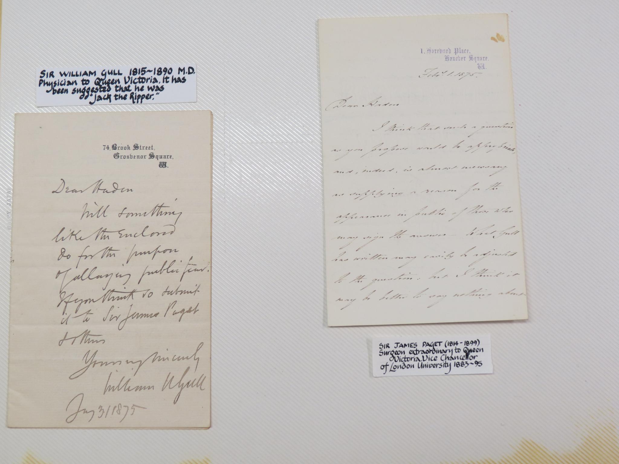 Appraisal: Sir William Gull - - signed letter to Sir Francis