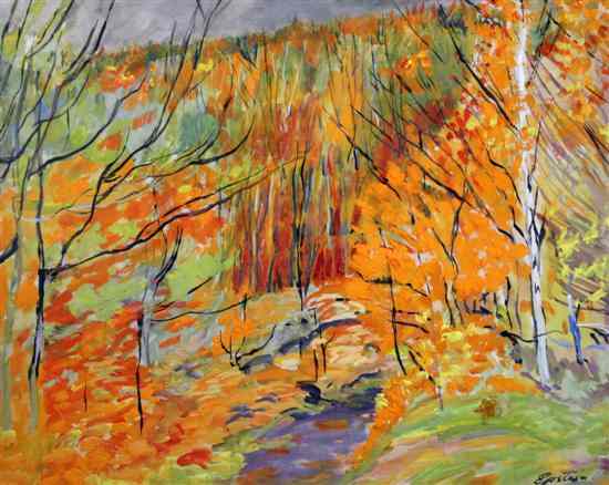 Appraisal: Jacob Epstein - watercolour ink and gouache Woodland in autumn