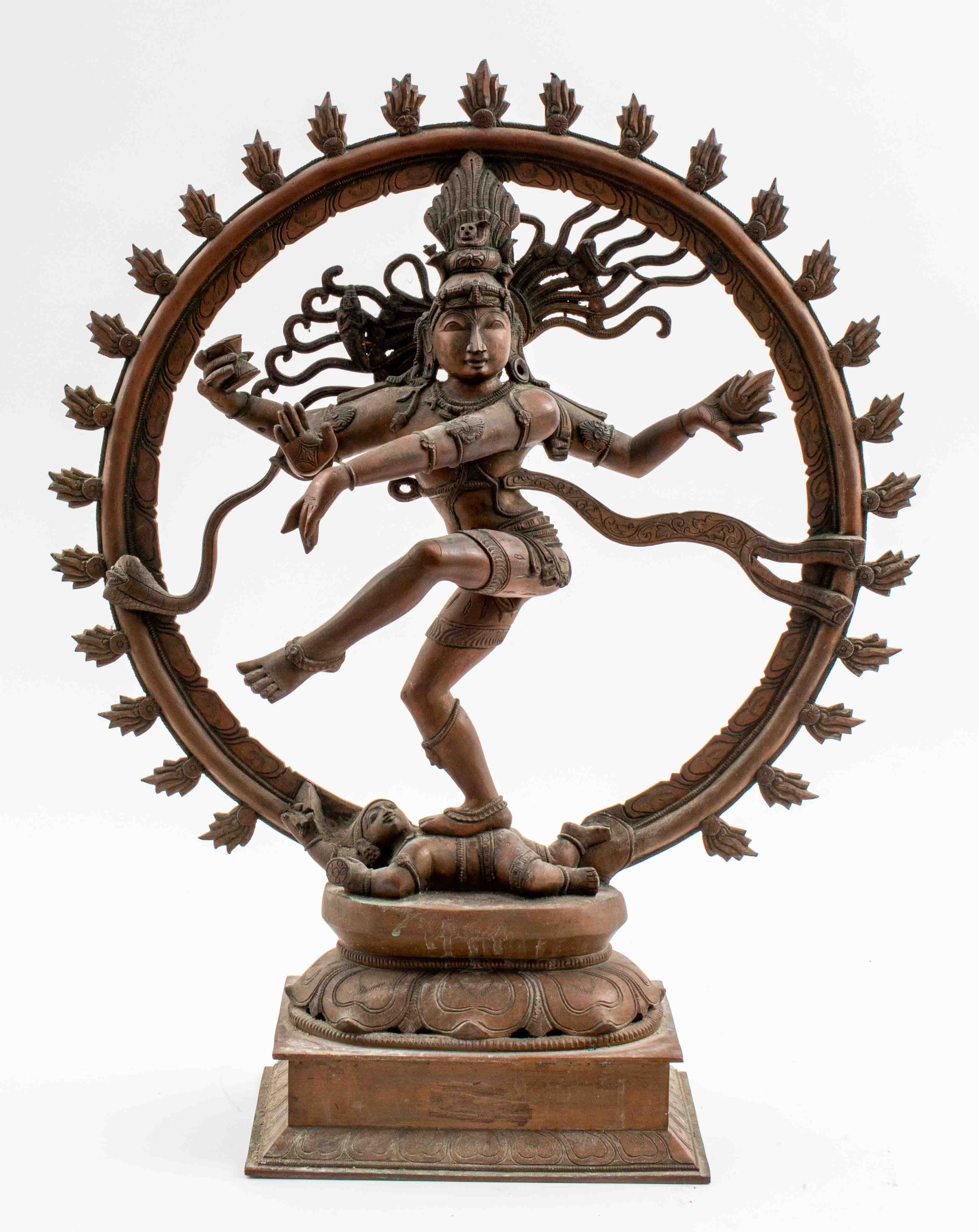 Appraisal: INDIAN GILT BRONZE STATUE OF SHIVA NATARAJA Antique Indian gilt