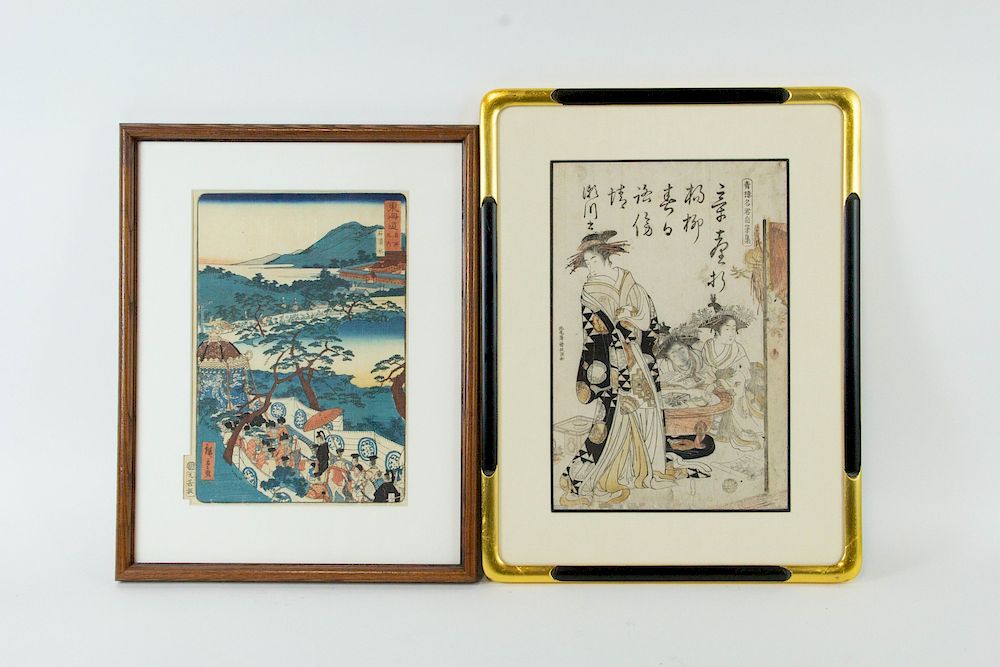 Appraisal: Two Prints by Masanobu Kitao and Hiroshige II Japanese woodblock