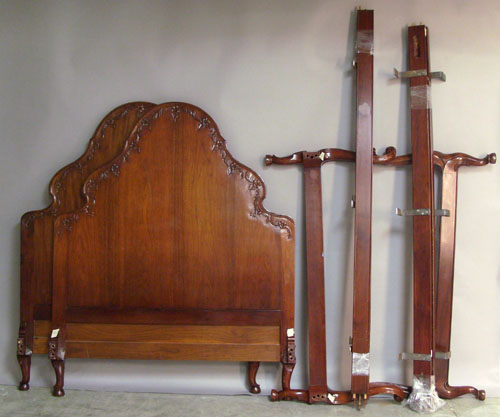 Appraisal: Pair of French mahogany beds early th c h w