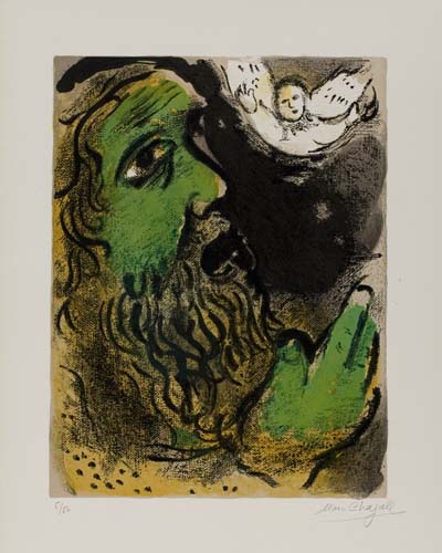 Appraisal: MARC CHAGALL Job en Pri re Color lithograph x mm