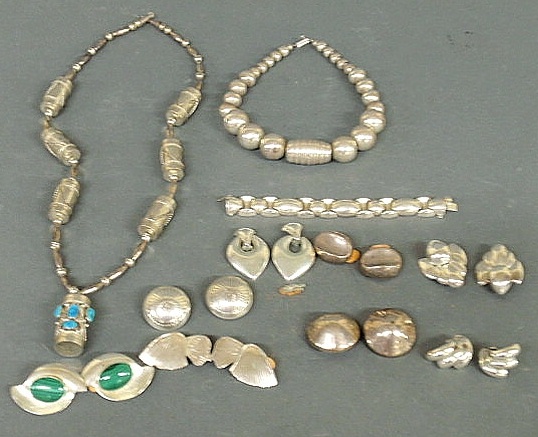 Appraisal: Group of sterling and Mexican silver jewelry- two necklaces one