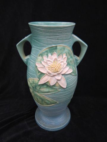 Appraisal: Roseville Pottery Water Lily Floor Vase blue - 's a