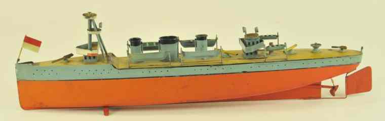 Appraisal: BING GUNBOAT Germany painted in red grey features lifeboats on