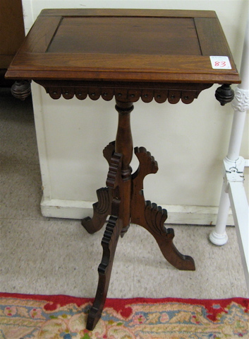 Appraisal: VICTORIAN WALNUT CANDLE STAND AND THREE-LEG STOOL American c The