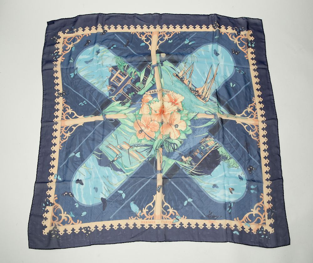 Appraisal: Hermes Varangues Silk Scarf Hermes silk scarf Varangues original design