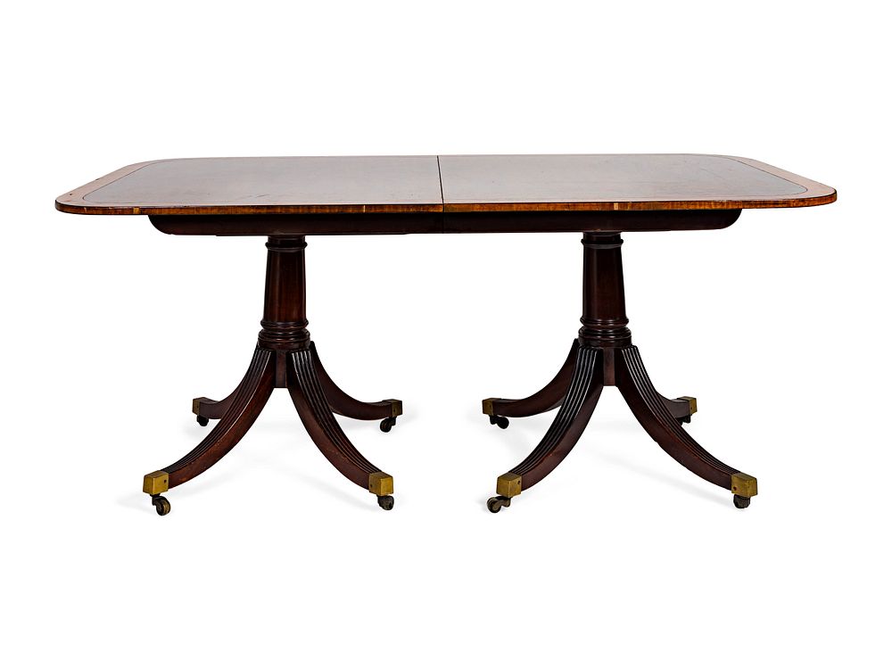 Appraisal: A George II Style Crossbanded Mahogany Two-Pedestal Table Height x