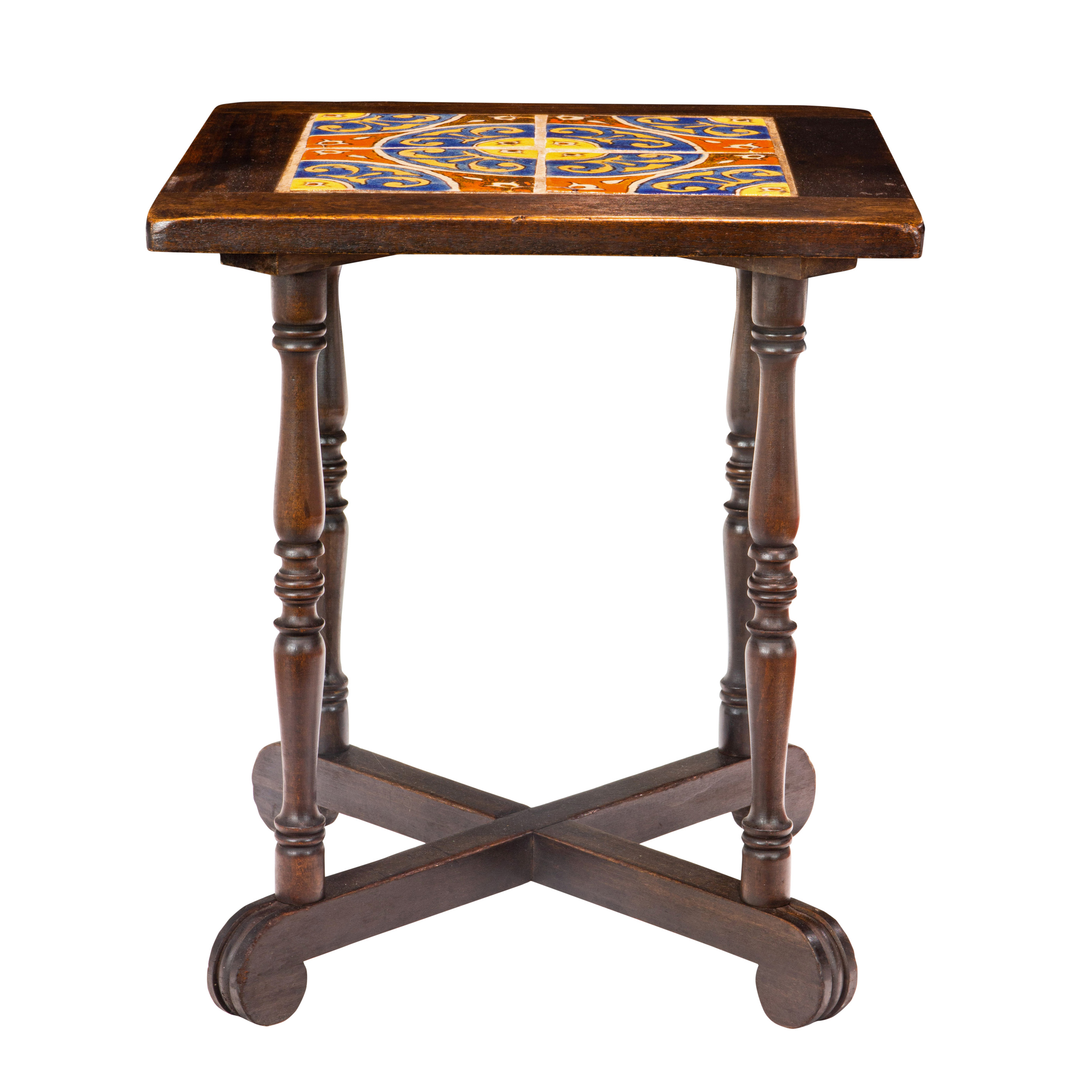 Appraisal: A SPANISH REVIVAL TILE TOP TABLE CIRCA A Spanish Revival