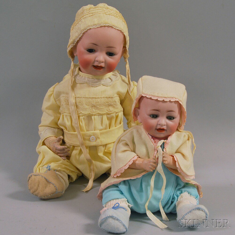 Appraisal: Two Open-mouth Bisque Head Character Babies a Kestner doll with