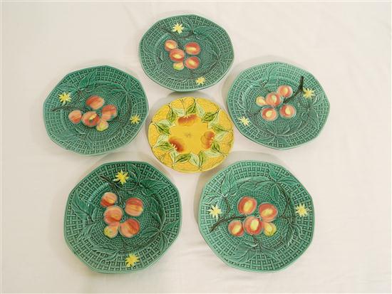 Appraisal: Five German Majolica fruit plates decorated and one Czeckoslavsian with