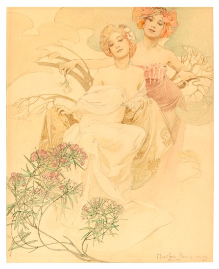 Appraisal: ALPHONSE MUCHA - AINSLEE'S Ink and wash on artist board