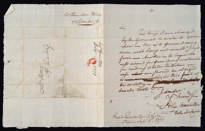 Appraisal: ALEXANDER HAMILTON - AUTOGRAPHED LETTER Soldier and Statesman - x