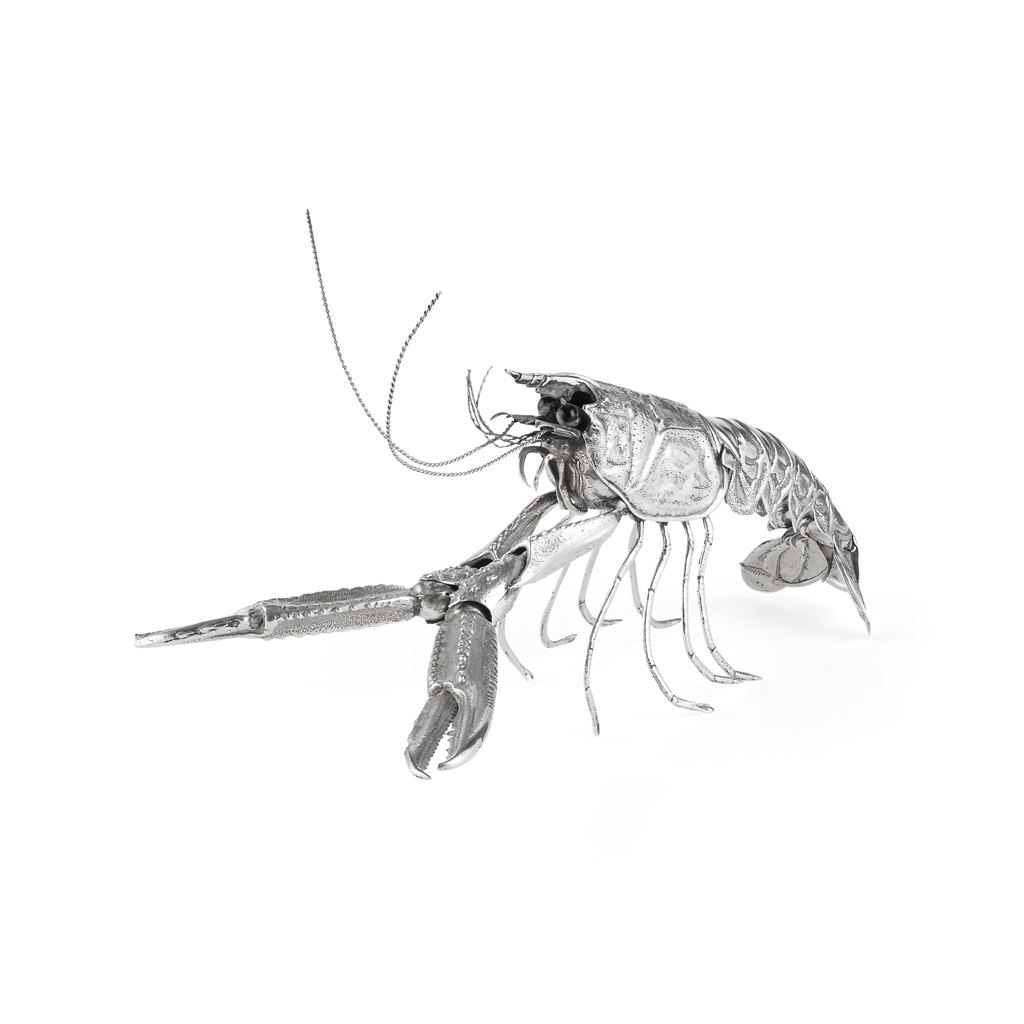 Appraisal: SPANISH SILVER ARTICULATED MODEL OF A CRAYFISH TH CENTURY realistically