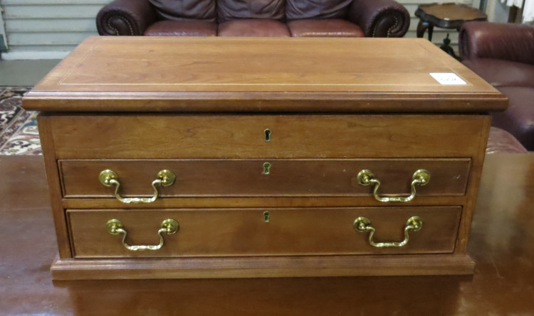 Appraisal: CUSTOM WALNUT FLATWARE CHEST having a lift top two shallow