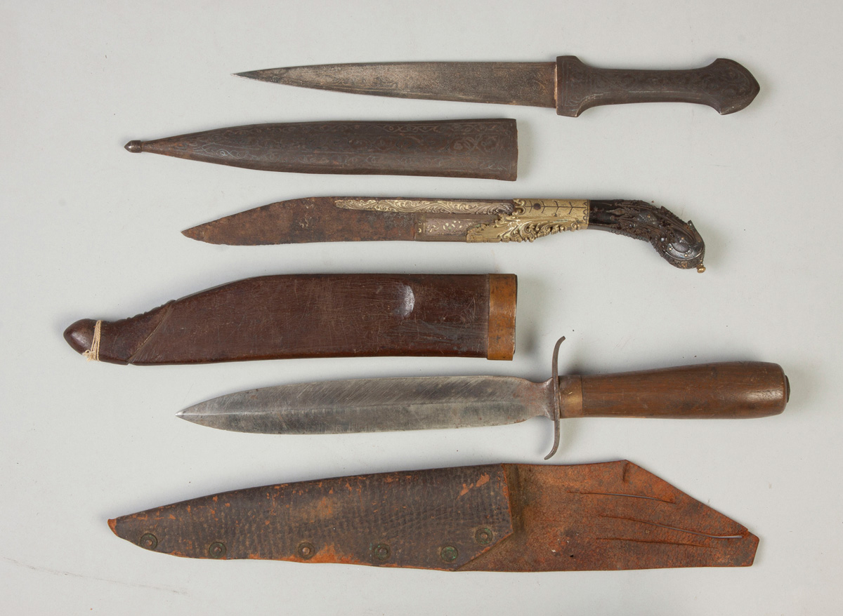 Appraisal: Three Middle Eastern Knives Center one w horn sheath