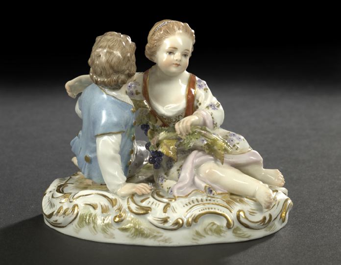 Appraisal: Meissen Porcelain Group of Two Seated Galants Children fourth quarter