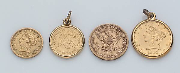 Appraisal: A collection of four US gold coins featuring two Liberty