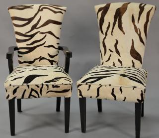 Appraisal: Set of eight fur upholstered chairs including two armchairs and