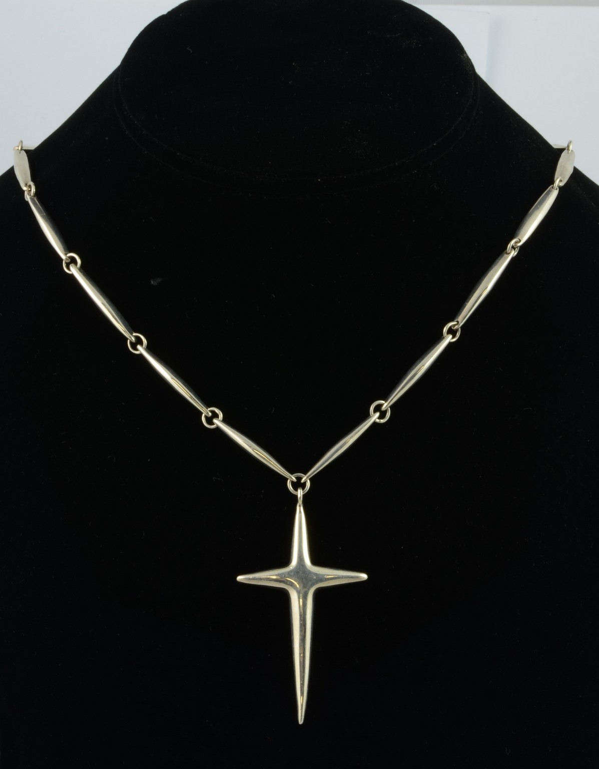 Appraisal: Sterling silver necklace with cross handmade chain solid cross x