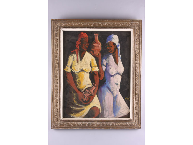 Appraisal: Nehemy Jean Haiti b Two Women oil on board signed