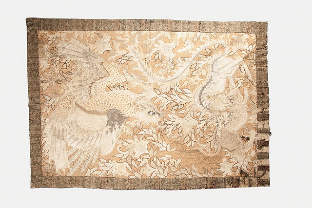 Appraisal: A JAPANESE SILK WORK TAPESTRY PANEL depicting an eagle and