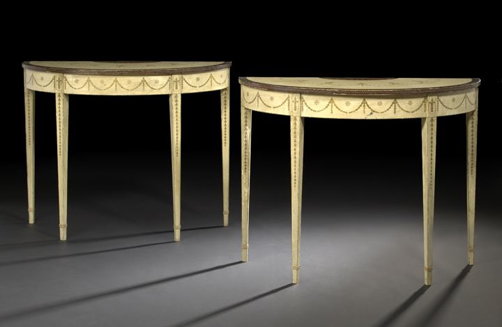 Appraisal: Pair of George III-Style Polychromed Side Tables late th century