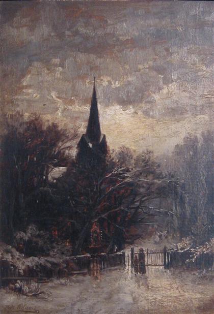 Appraisal: THOMAS B continental th century WINTER EVENING AT THE CHURCH