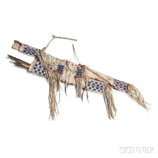 Appraisal: Lakota Beaded Hide Bow Case and Quiver c last quarter