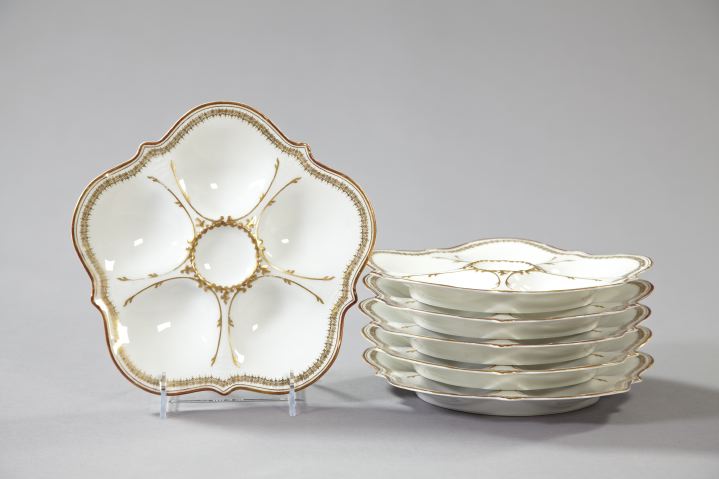 Appraisal: Set of Six Elite Porcelain Works Limoges Porcelain Oyster Plates